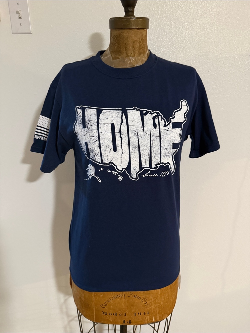 NWT Nine Line Apparel Navy 'HOME' USA Graphic Tee Size S